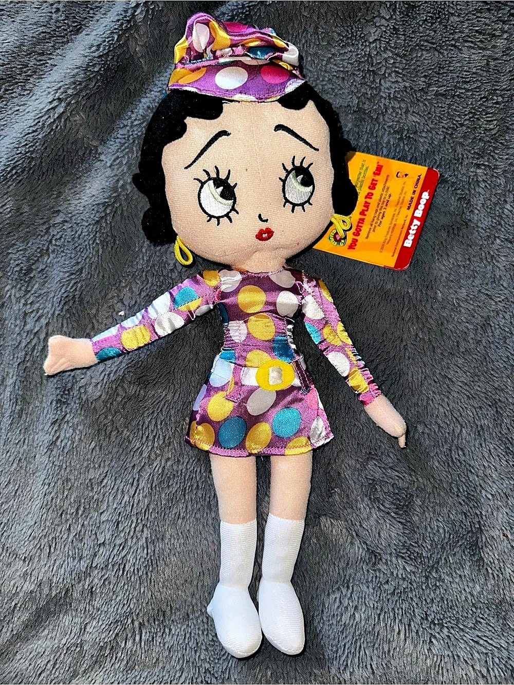 Betty Boop Polka Dot Plush Doll Multicolor NWT